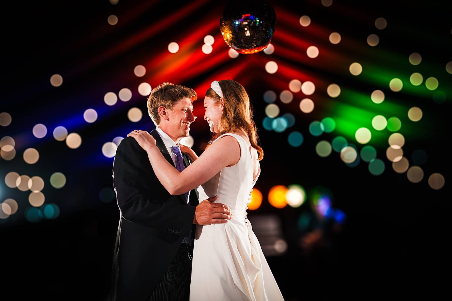 Creative wedding portrait with disco ball – Portsmouth wedding photography