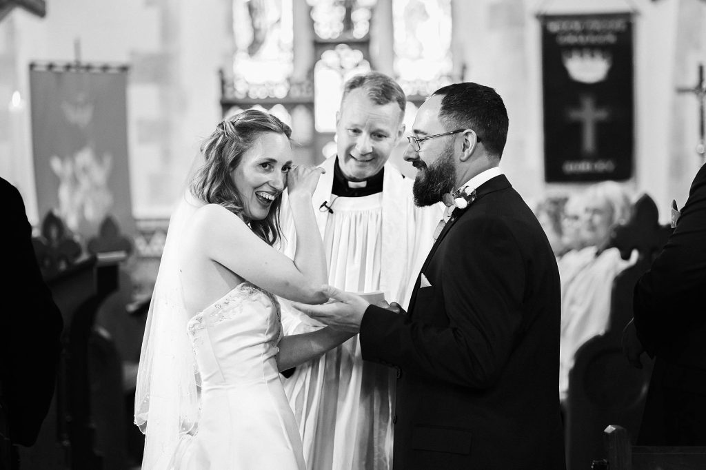 emotional moment during vows in church