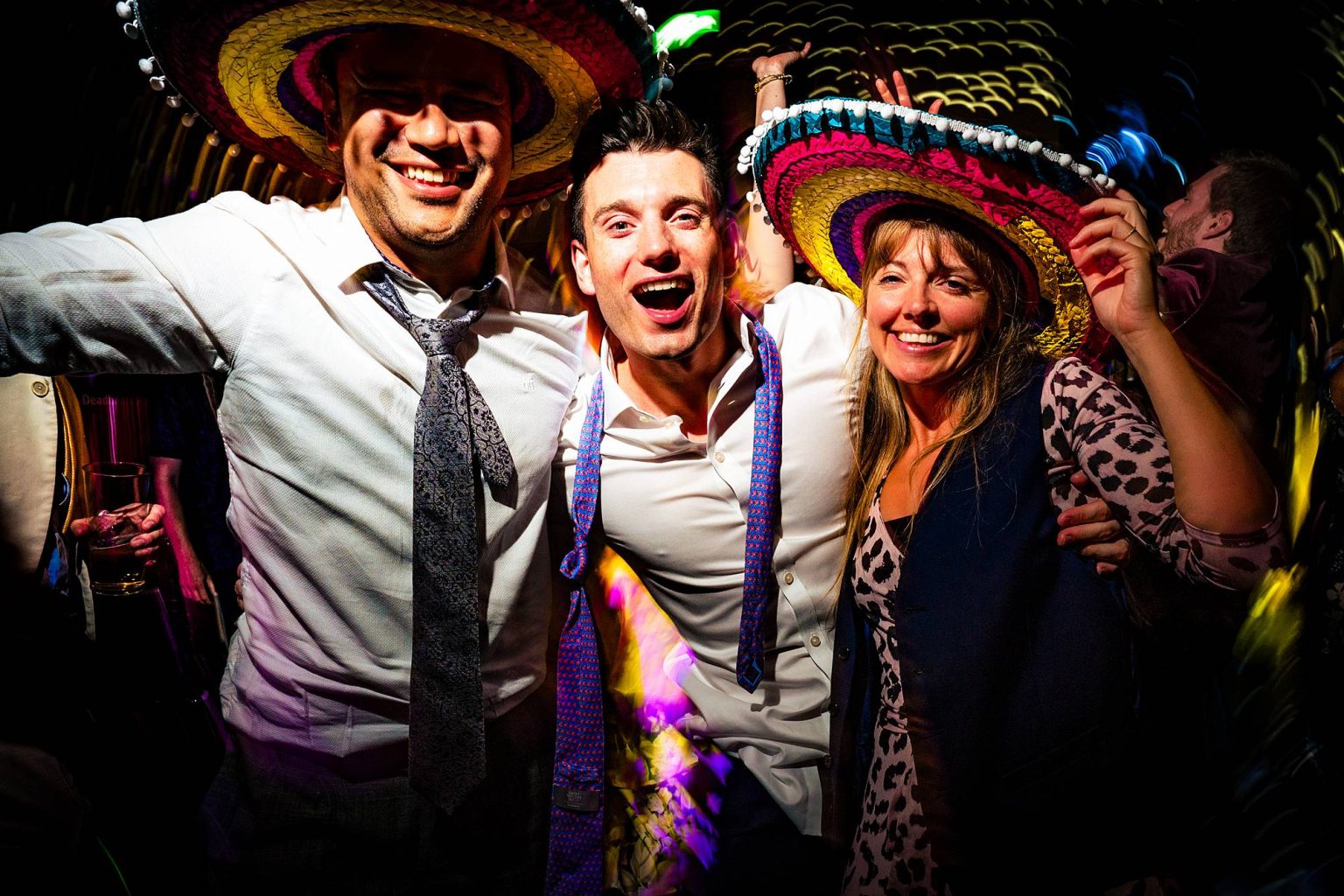 Happy dance floor guests